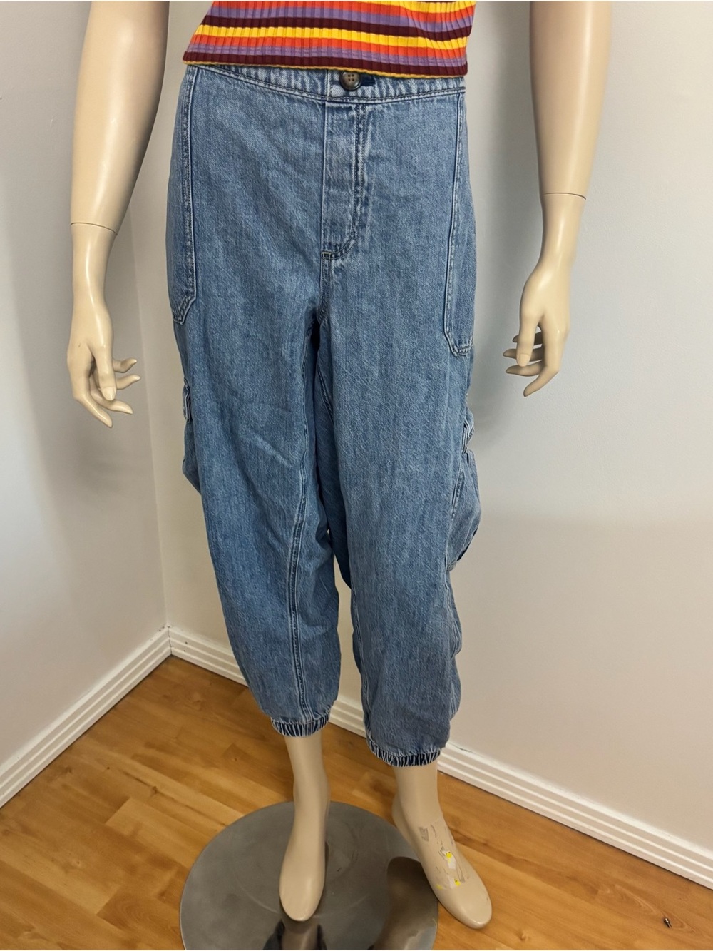 Reitmans Light Blue Elastic-Waist Denim Pants